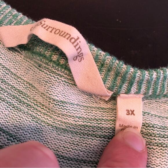 Soft Surroundings green and white striped tunic sweater size 3X - Picture 7 of 14